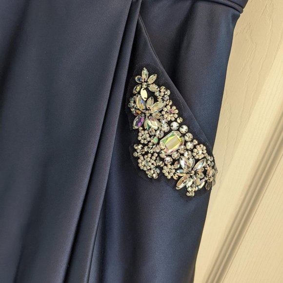 Juniors Formal Dress Navy Blue WITH POCKETS!!! Blondie nites Dress - Picture 3 of 7